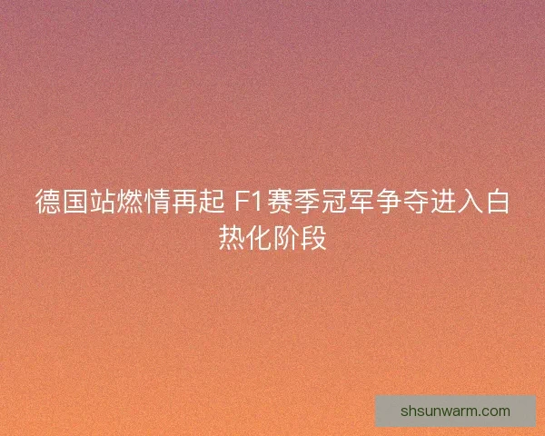 德国站燃情再起 F1赛季冠军争夺进入白热化阶段